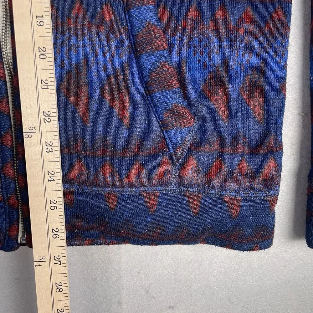 Vintage Hollister Full Zip Hooded Sherpa Sweatshirt Men Medium Aztec‎ 90s Y2K